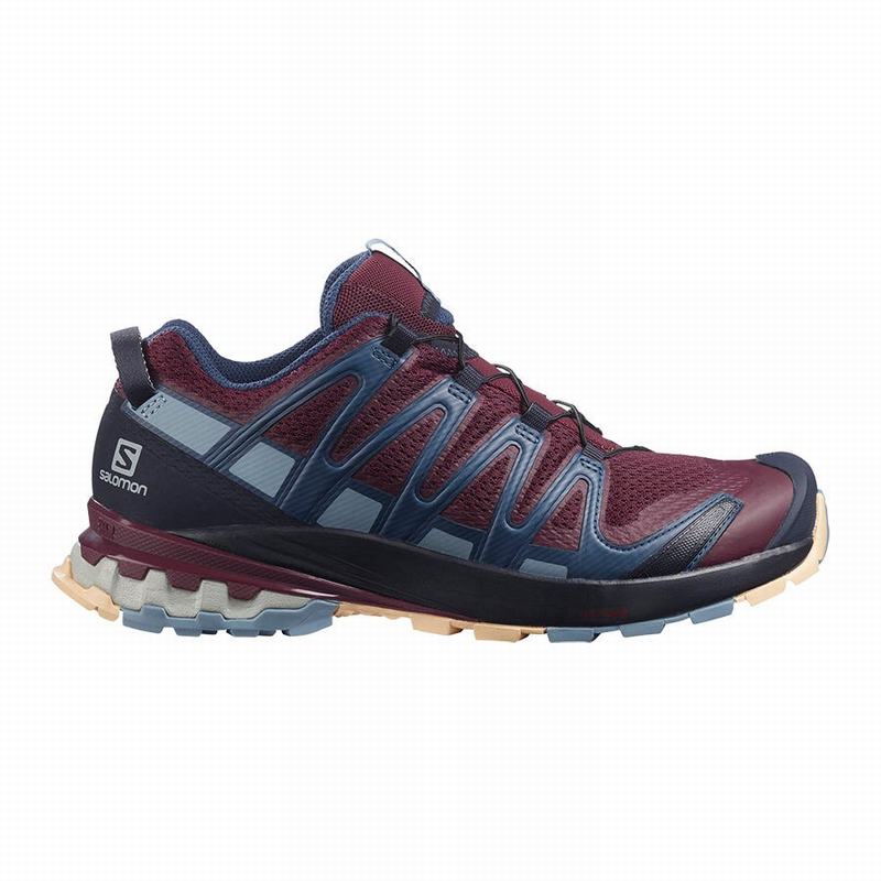 Salomon Israel XA PRO 3D V8 - Womens Trail Running Shoes - Burgundy/Blue (AQKM-30156)